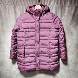women's LANDS' END Down Parka coat quilted Puffer Purple magenta Size XL (18)‎